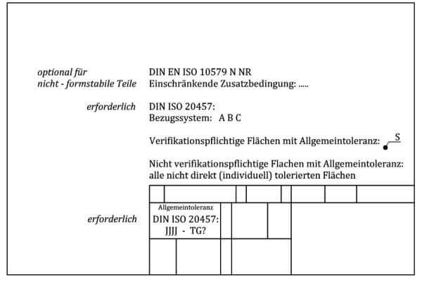 Angabe von Allgemeintoleranzen und direkten (individuellen) Toleranzen 